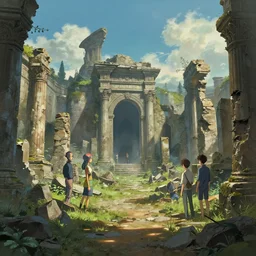 Surrealist ancient ruins by zdzisław beksiński, rendered by Beeple, Makoto Shinkai, syd meade, simon stålenhag, environment concept, digital art, unreal engine, WLOP, trending on artstation, 4K UHD image, octane render,