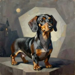 dachshund painting, by picasso, cubism