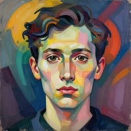 a close up portrait a very ordinary person, facing front, by Wassily Kandinsky, anatomically correct, beautiful perfect face, abstract, flat color, energetic, dynamic, colorful, octane render, 3d