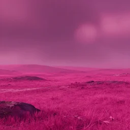 dreamy magenta landscape, apocalyptic. len blur background bokeh. art by ismail inceoglu, filip hodas, and pixar.