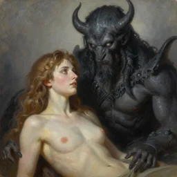 a portrait of Astaroth and Cthulhu , white eyes, Eros, illustration, soft lighting, soft details, painting oil on canvas by Edmund Blair Leighton and Charlie Bowater octane render, HDR, trending on artstation, 4k, 8k, HD