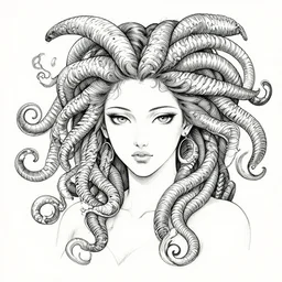 Portrait of Medusa, pen and ink, intricate line drawings, by Yoshitaka Amano, Ruan Jia, Kentaro Miura, Artgerm