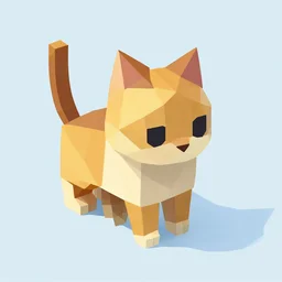 low polygon isometric cat