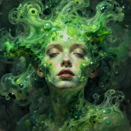 portrait of green noise an amorphous blob of love painted by greg rutkowski, wlop, artgerm,