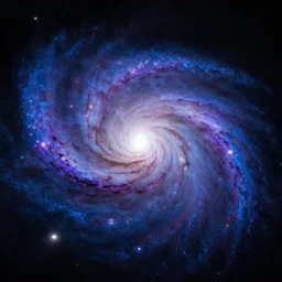 a blue and purple spiral galaxy from a distance, ultra - detailed, space photo