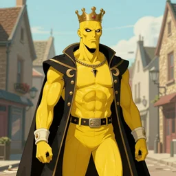 king of yellow in an old town, art by Gerald. Brom