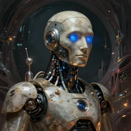 a portrait of an i robot on dante ´ s inferno, enclosed dark damp liminal post apocalyptic space, artstation, unreal engine, concept art, illustration, intricate details, ultra realism atmosph, by rutkowski and beksinski and russ mills