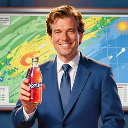 kool - aid man as a weather man in front of a weather map