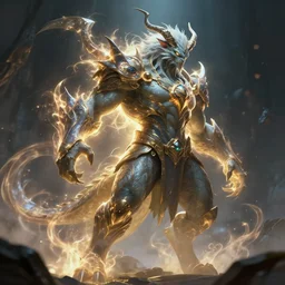 beast elemental, character concept, concept art, epic, trending on artstation, very detailed, 4 k, hd, dramtic lighting, flowing energy, glow, volumetric lighting, by jason chan