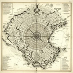 intricate detailed ancient map of the regions of heaven and the dimensions of the unbridled perfection, utopia paradise arcadia shambhala, technical cartography with annotations and notes in the margins, by andreas rocha and peter mohrbacher