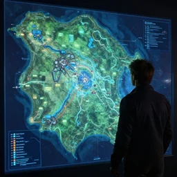 hologram of a metroid prime map, doctor who wondering where he is