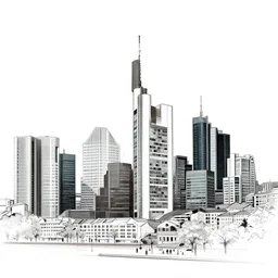 minimalist drawing of frankfurt skyline