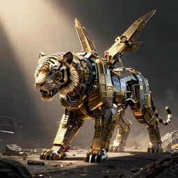 cyber mecha tiger, vector