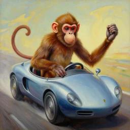 a beautiful painting cyberpunk monkeys drive space cars, by salvador dali realistic oil painting