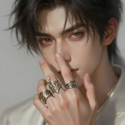 young man 1 9 5 8 with rings on all his fingers deep focus d & d fantasy intricate elegant highly detailed digital painting artstation