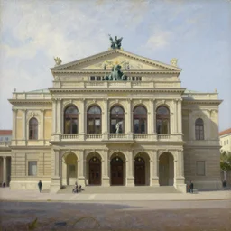 vienna state opera house, exterior, oil painting by johannes vermeer