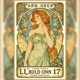 art nouveau concert poster, deep fried meme design