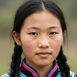 closeup photo of a young chinese tribal woman in the style of rosie matheson