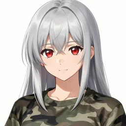 silver hair girl ruby (eyes), multicam camo, cinematic portrait, ilustration by Takehiko Inoue