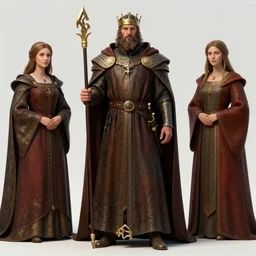 medieval king in robes with courtisan, artstation, fantasy, high details, digital art