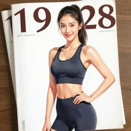 a 1 9 2 8 cover of magazine. happy, healthy, beautiful, smiling, young, sporty, glowing woman in decent athletic wear. realistic detailed color drawing
