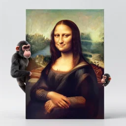 an ape painting a monalisa by greg rutkowski and thomas kinkade, trending on artstation, 3 d render octane