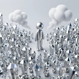stickman figure, gemstone, silver, crystal, cloud, smoke, wide view, isometric technology, extremely detailed, sharp focus, crowded, smooth, digital illustration, by, james jean, by rossdraws, frank franzzeta, sakimichan, mcbess, aphonse mucha