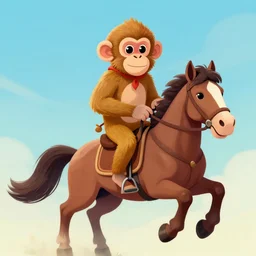 monkey riding a horse, digital art, artstation