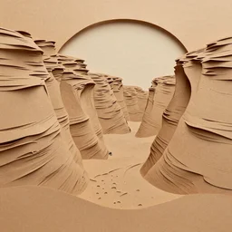 paper cut out of desert canyon, by Eiko Ojala