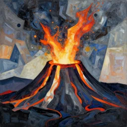 Volcanic eruption, cubism
