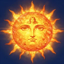 the god that lives inside the sun, digital art, extreme detail
