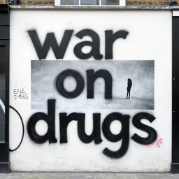 graffiti on wall saying'war on drugs, photograph, karen knorr, daido moriyama, london