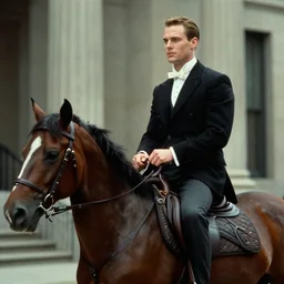 film still, Ayn Rand riding John Galt in American Psycho