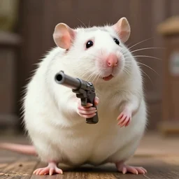 realistic bipedal rat!!!!!! biggie biggie as a fat!!!! gangster!! rat aiming a gun at you, barrel toward towards the screen from the new family adventure film, 8 k, f 1. 8