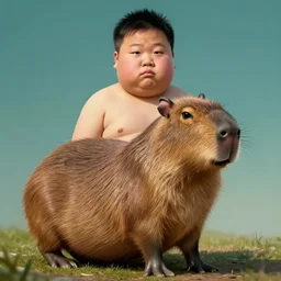 A fat Chinese hybrid with a capybara, artwork by Craig Mullins,Movie poster, detailed, trending on artstation