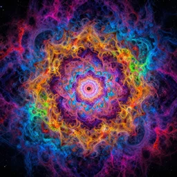 an abstraction of the eternal fractal nature of infinite time, deeply in the cosmos, the meaning of life, by Andreas Rocha and Paul Lehr and Peter Gric, brilliant colors, volumetric s, vivid, scary