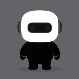 simple minimalist robot mascot white head and black body icon
