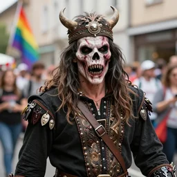 vigo the carpathian in a gay pride parade, portrait, trending on artstation, realistic, scary - n 9