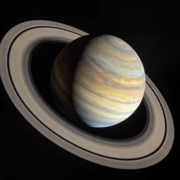 The planet Saturn with four rings intersecting, Hubble photo