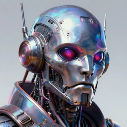 maximalist detailed scifi robot head portrait. lowbrow scifi artwork by kidsquidy ø - cult and subjekt zero. ray tracing hdr polished sharp in visionary psychedelic fineart style inspired by beastwreck jimbo phillips and heavyhand