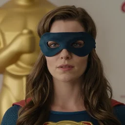 movie still of a beautiful superheroine wearing an eye mask, directed by scott snyder, 4 k hd, oscar winning, high detail