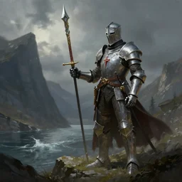 fjord of fallen knights by wlop!!!, digital painting, concept art, trending on artstation, dramatic composition