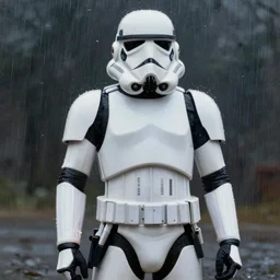 detailed painting, stormtrooper standing in the rain, featured on artstation, cinematic lighting, kashin, wadim