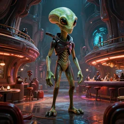 atoni bar aliens star wars the mos eisley cantina 3 dstudiomax, maya 3 d, unrealengine, 4 k, 8 k, hdr, extreme render, mind - bending reality, hyper detailed, ultra - vivid, photo - realistic nikon 3 5 mm, photograph.
