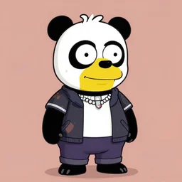 a panda character wearing a stylish outfit, The Simpsons style art, digital art