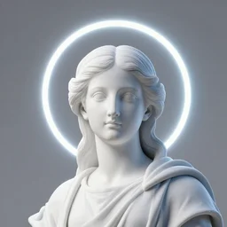 a neon circle around the head of a renaissance statue, planetary ring, 3 d render, black background, ray tracing, 8 k resolution, sharp focus, very detailed, hyper realistic