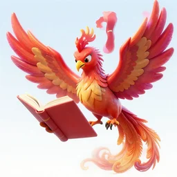 A webcomic of a phoenix reading a book | Detailed | HD | Digital Art | 2018 | Modern | DC | Color | Glossy | 3D | Raytraced | Award Winning |  Artstation | Trending | Viral