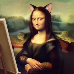 mona lisa as an anime cat girl, painterly, painting of the mona lisa with cat ears as an anime girl, pixiv, trending on artstation, beautiful, anime painting, anime style