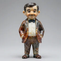 colored marble statue of mr. bean.
