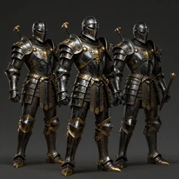 The menacing black armored praetorian knights, jagged baroque imperial roman gilded armor, by Stanley Artgerm Lau, WLOP, Rossdraws, James Jean, Andrei Riabovitchev, Marc Simonetti, and Sakimichan, tranding on artstation